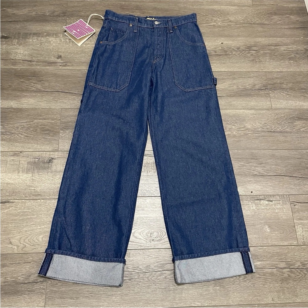 NWT MOTHER Jeans The Smoothie Carpenter Sneak Denim Jeans in Clean Your Plate - Picture 3 of 12